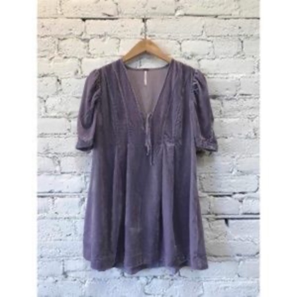 Free People Adele Velvet Tunic Lilac Top Size Medium - Picture 7 of 14